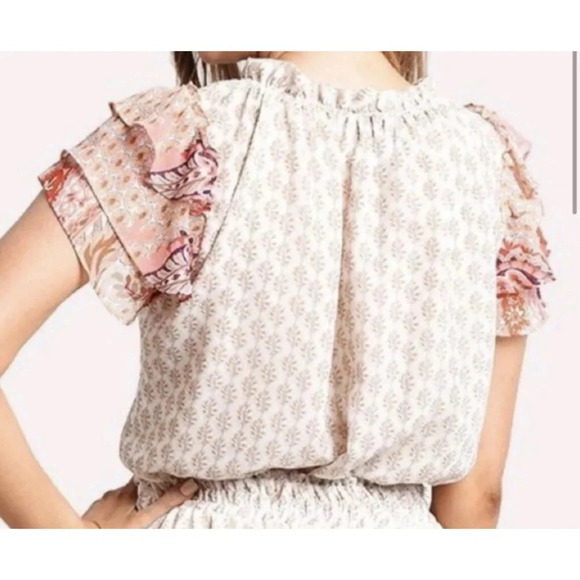 Misa Los Angeles flutter sleeve pattern mix top 17927 - Picture 4 of 12